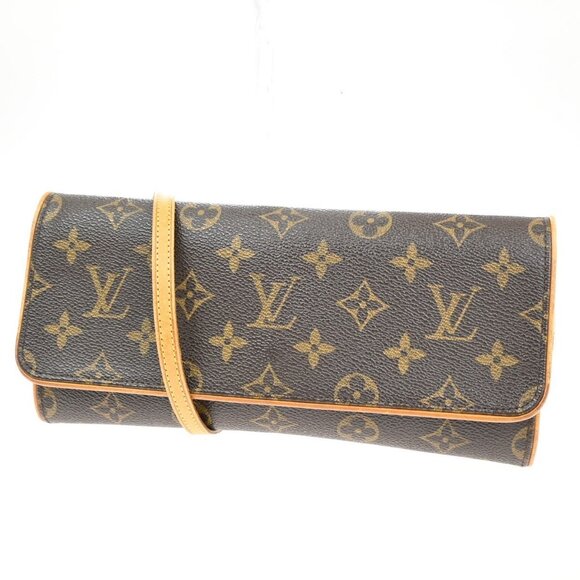 LOUIS VUITTON Pochette Twin GM 2Way Shoulder Bag Monogram Brown